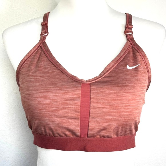 NIKE Women's Large‎ Rust Pink Indy Sports Bra Racerback Medium Support Padded - Picture 2 of 7